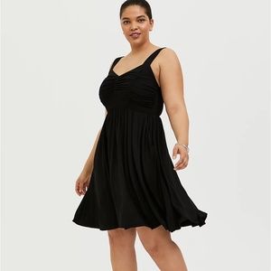 Torrid Super Soft Black Ruched Skater Dress - 2x - NWT